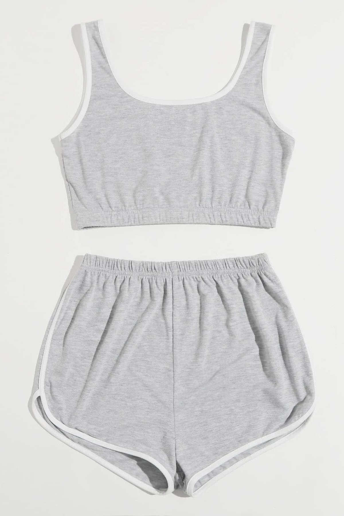 Kadın Gri Askılı Crop Top ve Şortlu Gecelik Takım — görsel 3
