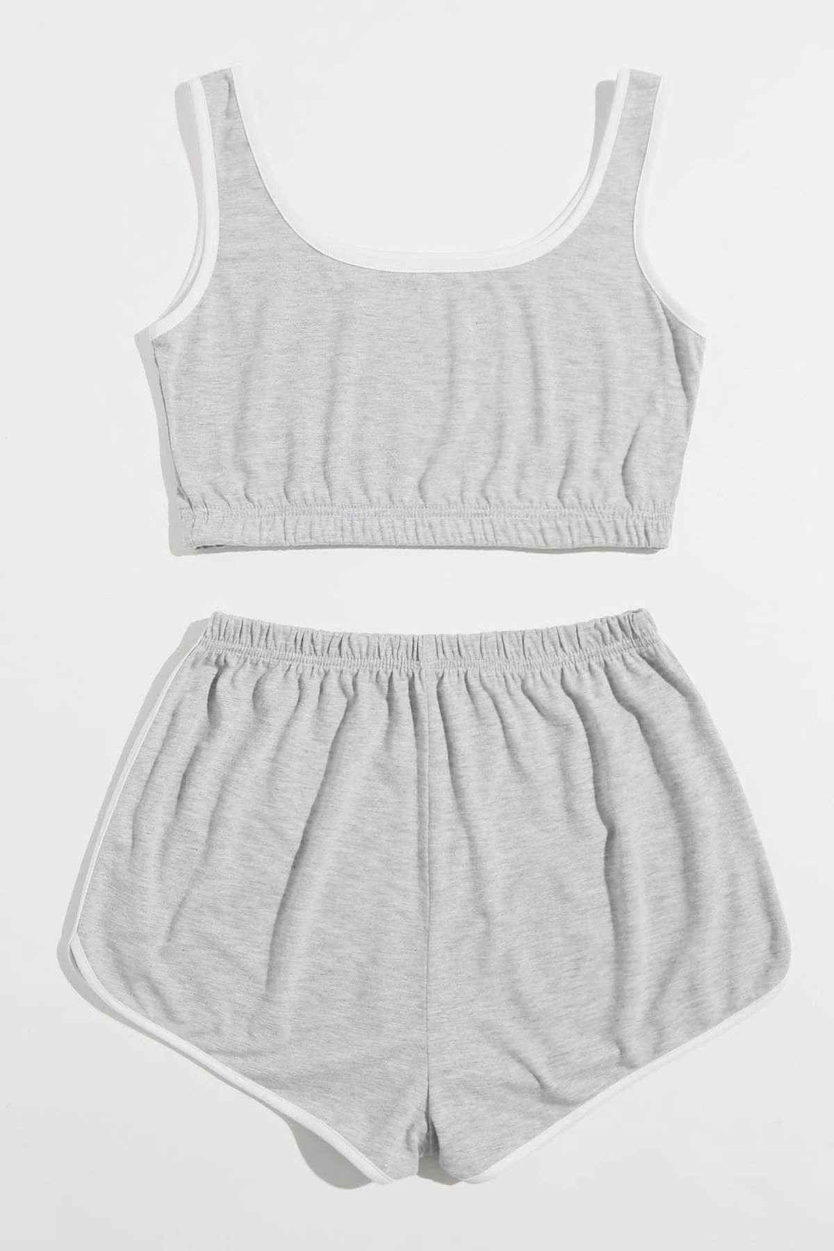 Kadın Gri Askılı Crop Top ve Şortlu Gecelik Takım — görsel 2