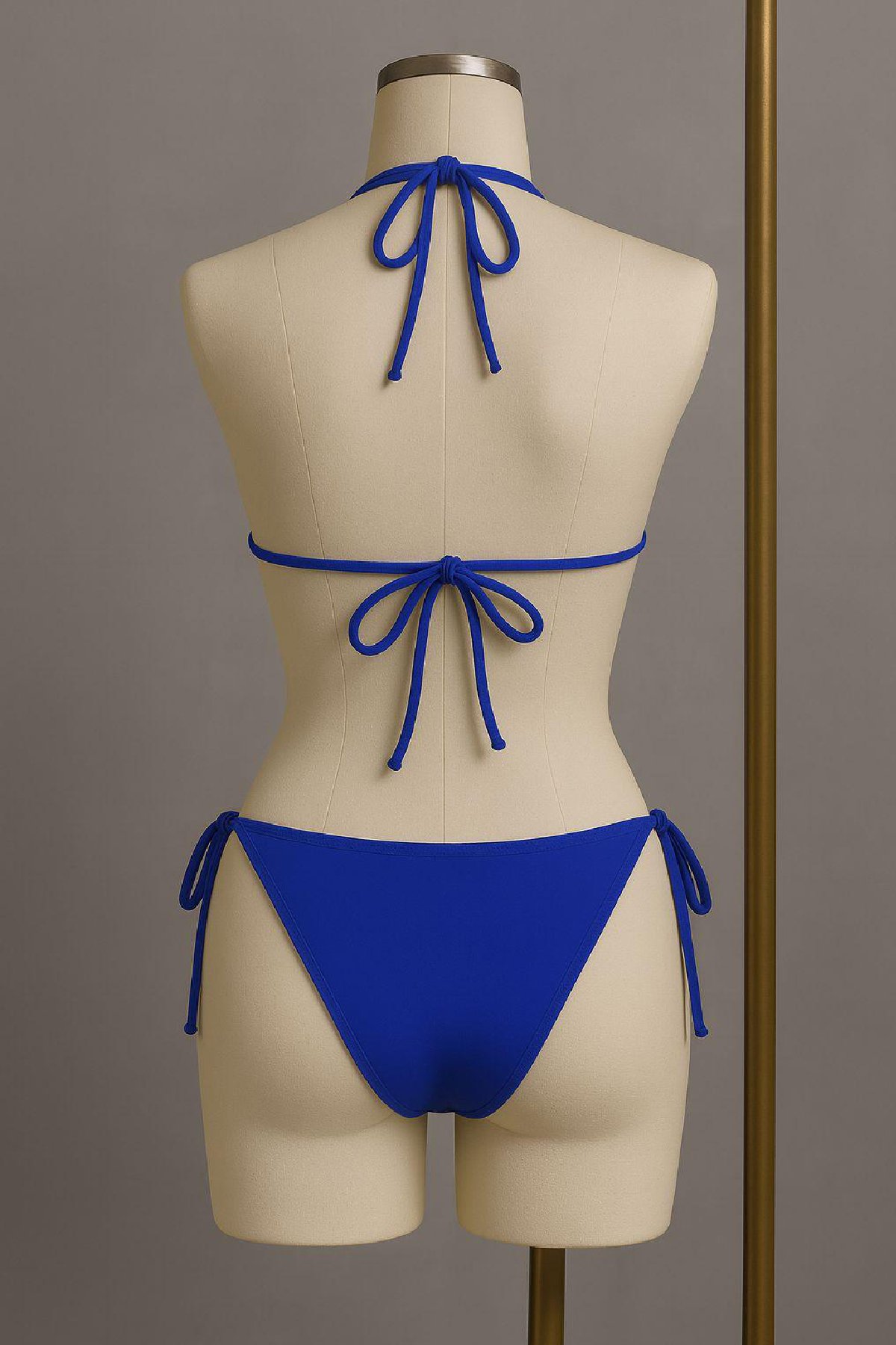Kadın Mavi Yandan ve Boyundan Bağlamalı Bikini Mayo Takımı — görsel 3